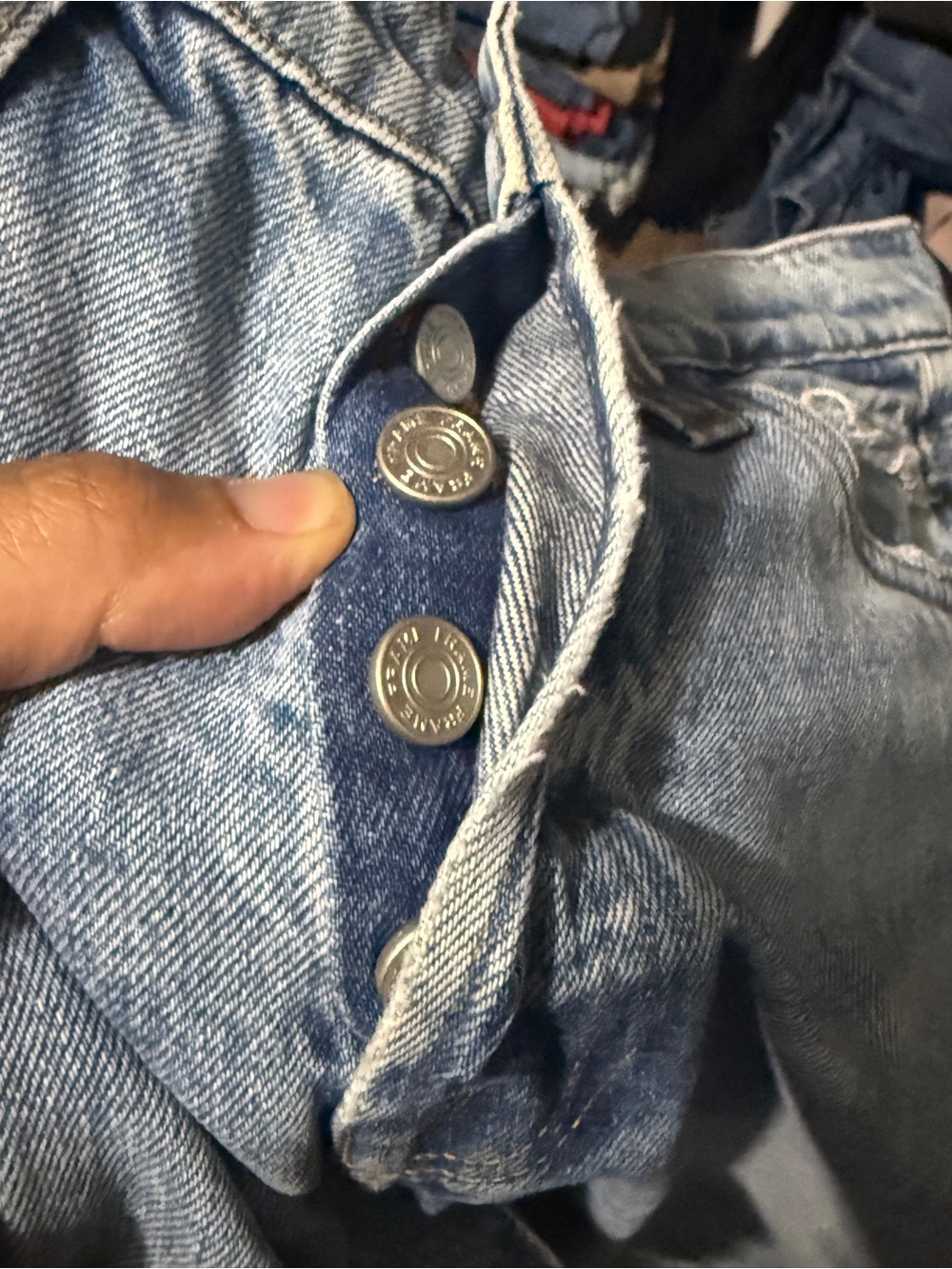 Frame Le Slouch Jeans Women's 24 Distressed Button Fly Classic in Bluejay Rips - Picture 5 of 7
